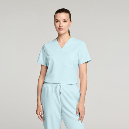 Rhena Slim 1-Pocket Scrub Top - Sky Blue