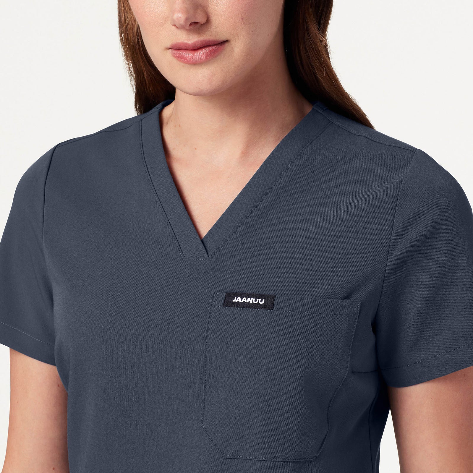 Rhena Slim Essential 1-Pocket Scrub Top - Carbon Gray