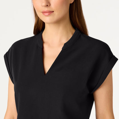 Shay Cap-Sleeve Scrub Top - Black