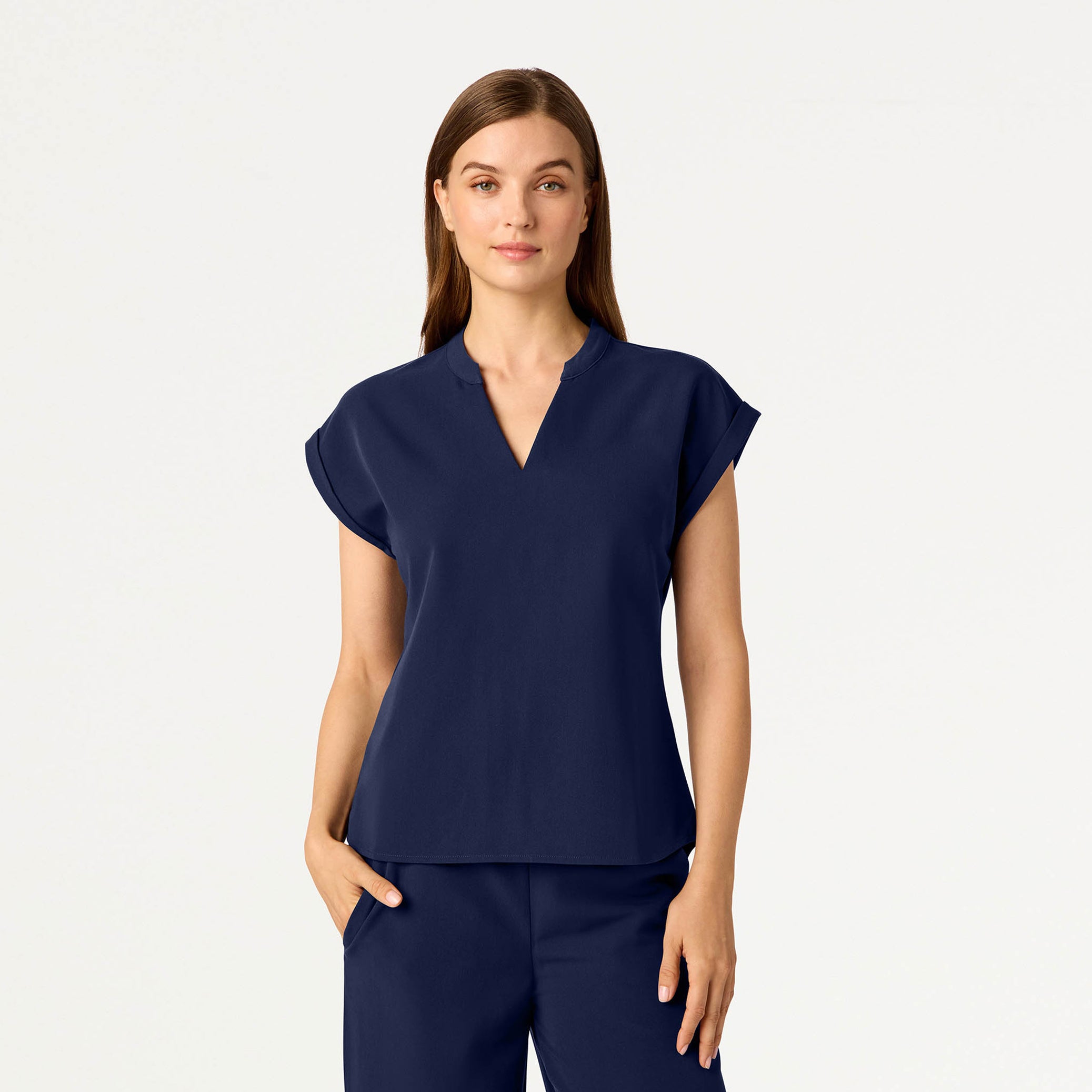 Shay Cap-Sleeve Scrub Top - Midnight Navy