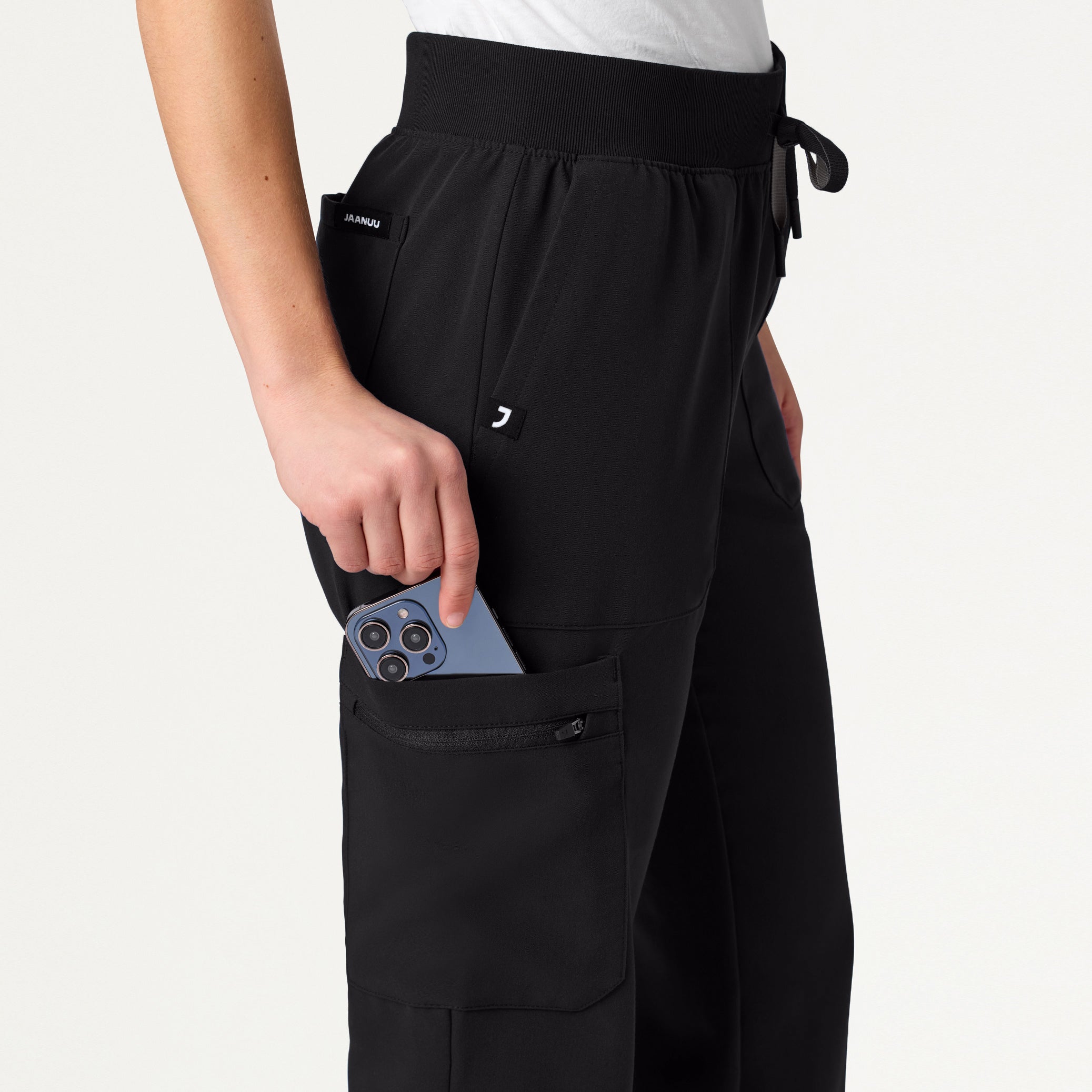 Xenos Cargo Knit Waist Scrub Pant - Black