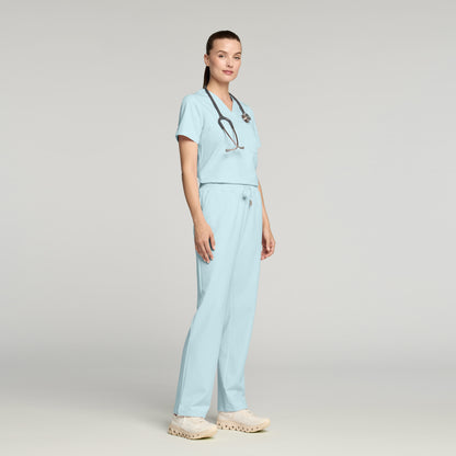 Rhena Slim 1-Pocket Scrub Top - Sky Blue
