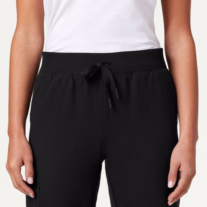 Silex Slim Knit-Waist Scrub Jogger - Black on-body detail