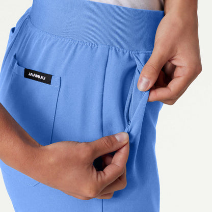 Silex Slim Knit-Waist Scrub Jogger - Ceil Blue