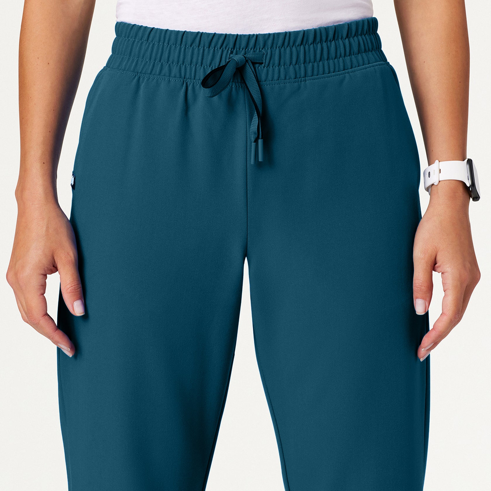 Kerr 365 High Waisted Scrub Pant - Caribbean Blue on-body detail