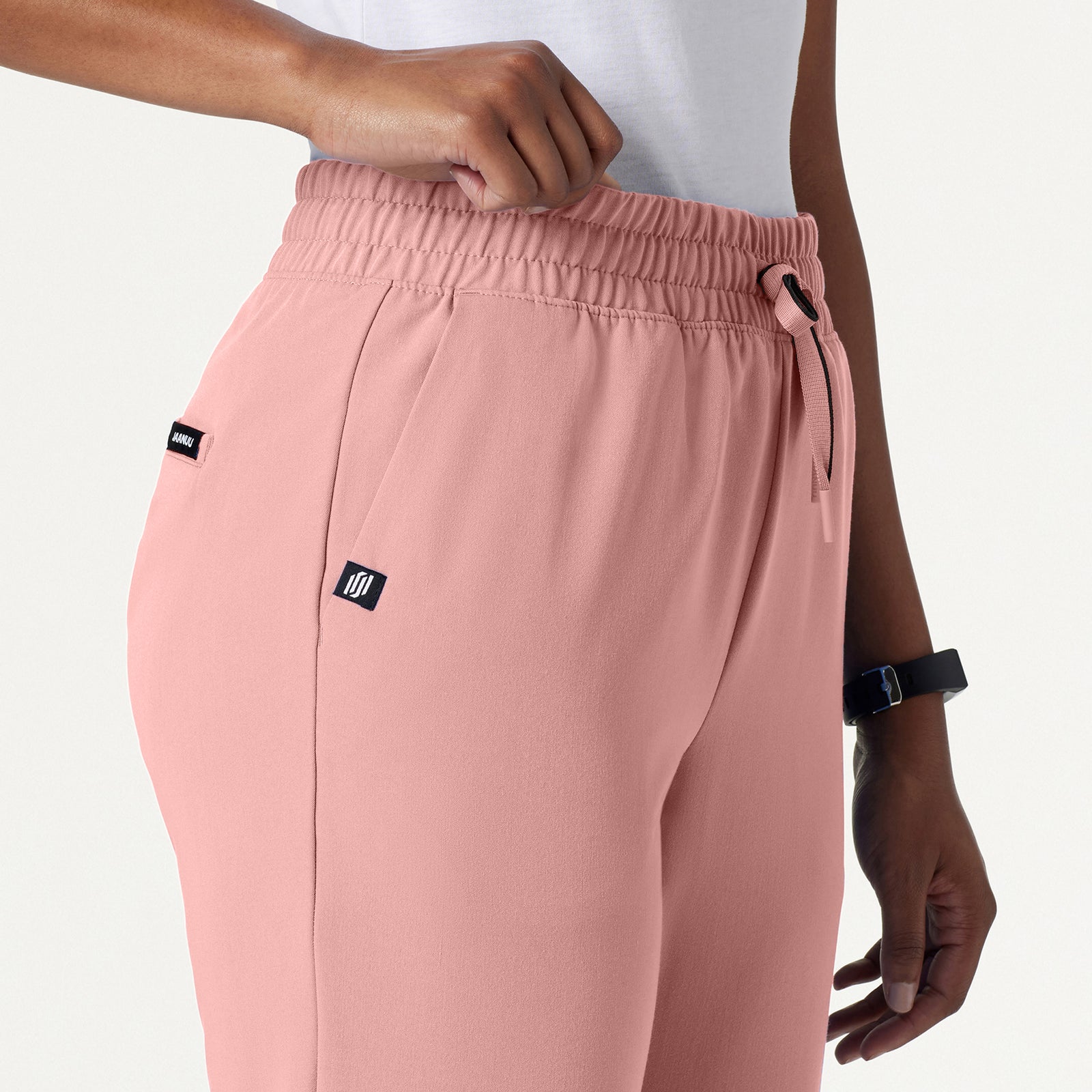Kerr 365 High Waisted Scrub Pant - Mauve on-body detail