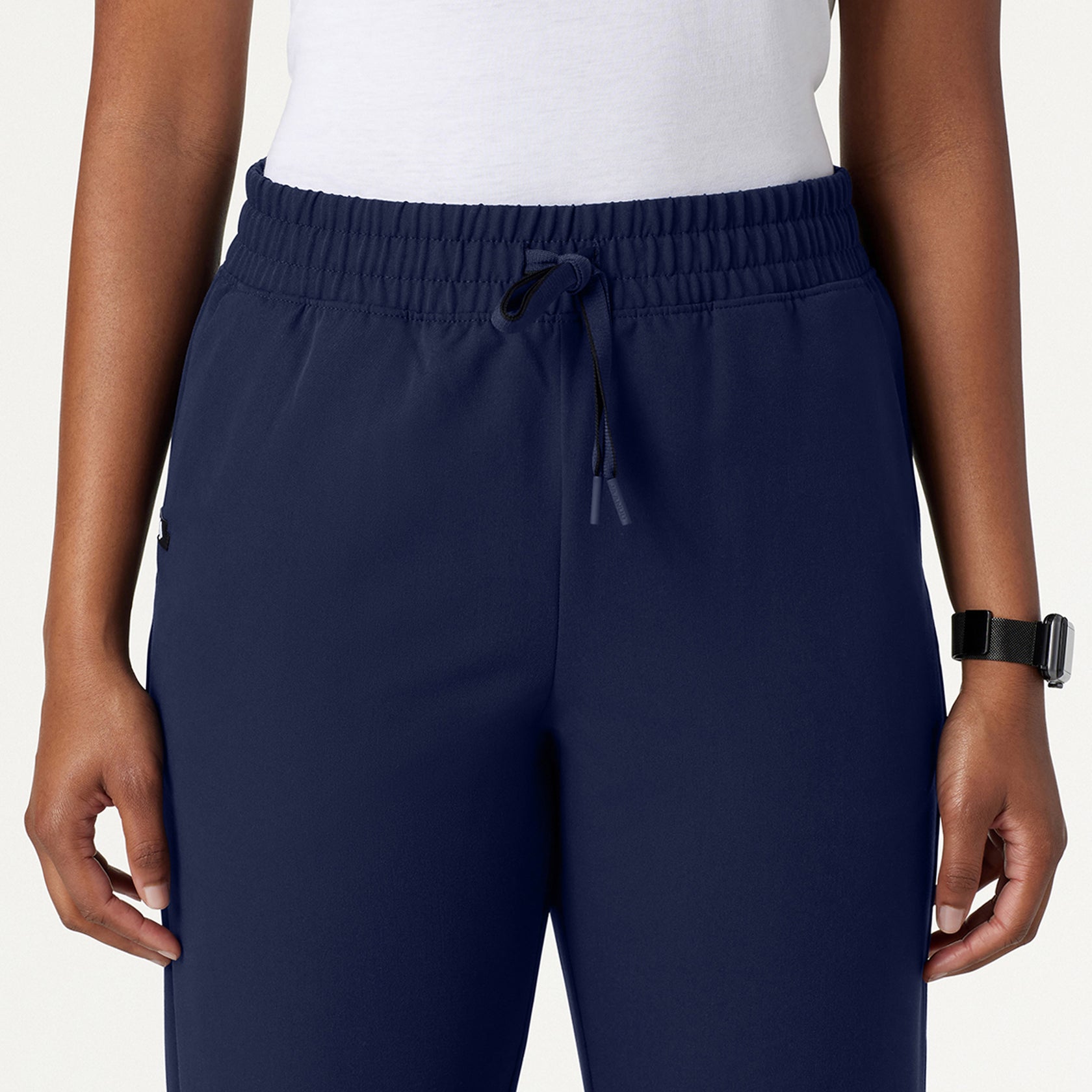 Kerr 365 High Waisted Scrub Pant - Midnight Navy on-body detail