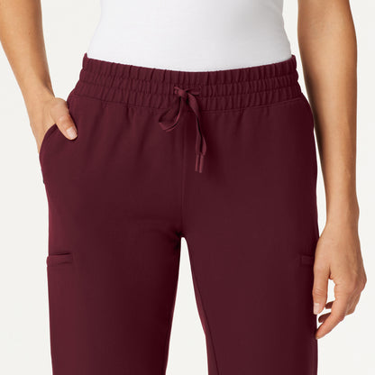 Jace Skinny 7-Pocket Scrub Jogger - Burgundy