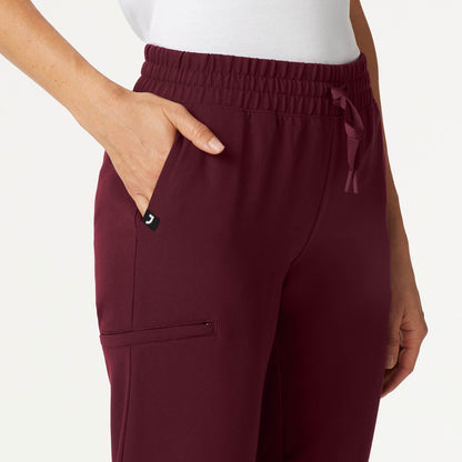 Jace Skinny 7-Pocket Scrub Jogger - Burgundy