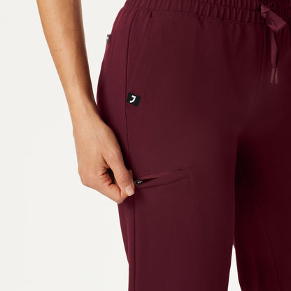 Jace Skinny 7-Pocket Scrub Jogger - Burgundy