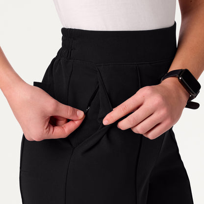 Halle High Waisted Tapered Scrub Pant - Black