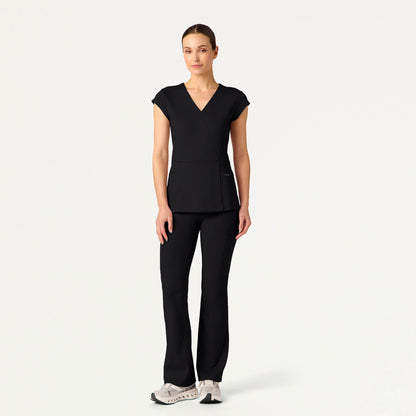 Isla Mock-Wrap UltraSOFT™ Scrub Top - Black