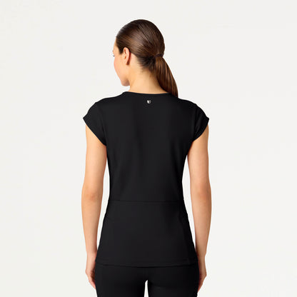 Isla Mock-Wrap UltraSOFT™ Scrub Top - Black