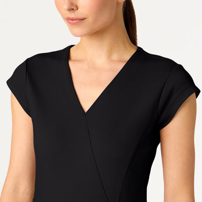 Isla Mock-Wrap UltraSOFT™ Scrub Top - Black