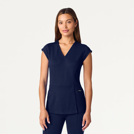 Isla Mock-Wrap Scrub Top - Midnight Navy