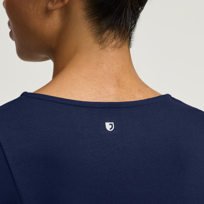 Kenz Buttoned 3/4-Sleeve Scrub Top - Midnight Navy