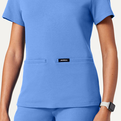 Cesi Slim UltraSOFT Scrub Top - Ceil Blue