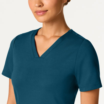Kass Slim 4-Pocket UltraSOFT Scrub Top - Caribbean Blue
