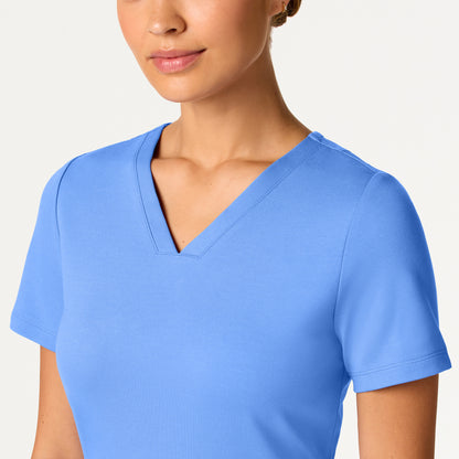 Kass Slim 4-Pocket UltraSOFT Scrub Top - Ceil Blue