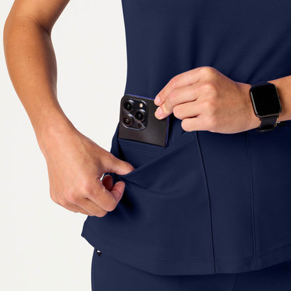 Kass Slim 4-Pocket UltraSOFT Scrub Top - Midnight Navy