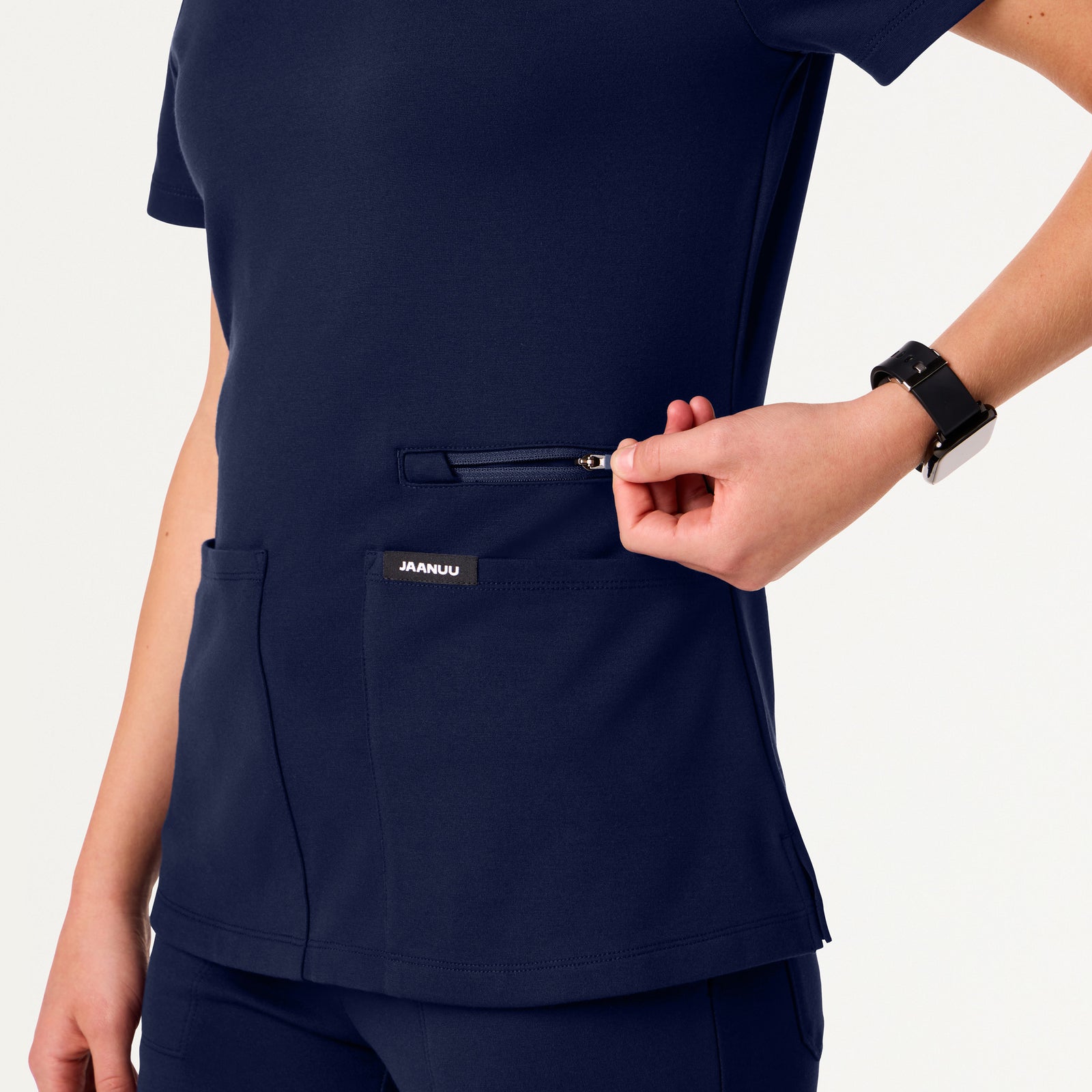 Kass Slim 4-Pocket UltraSOFT Scrub Top - Midnight Navy