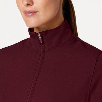 Ceri Essential 6-Pocket Scrub Jacket - Burgundy on-body detail