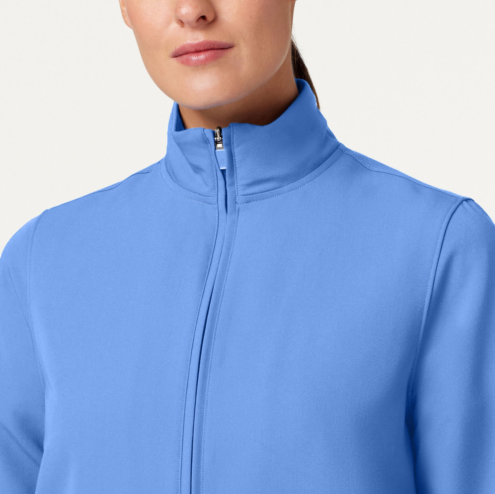 Ceri Essential 6-Pocket Scrub Jacket - Ceil Blue on-body detail