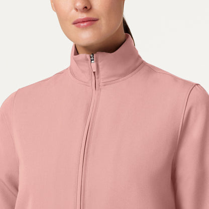 Ceri Essential 6-Pocket Scrub Jacket - Mauve on-body detail