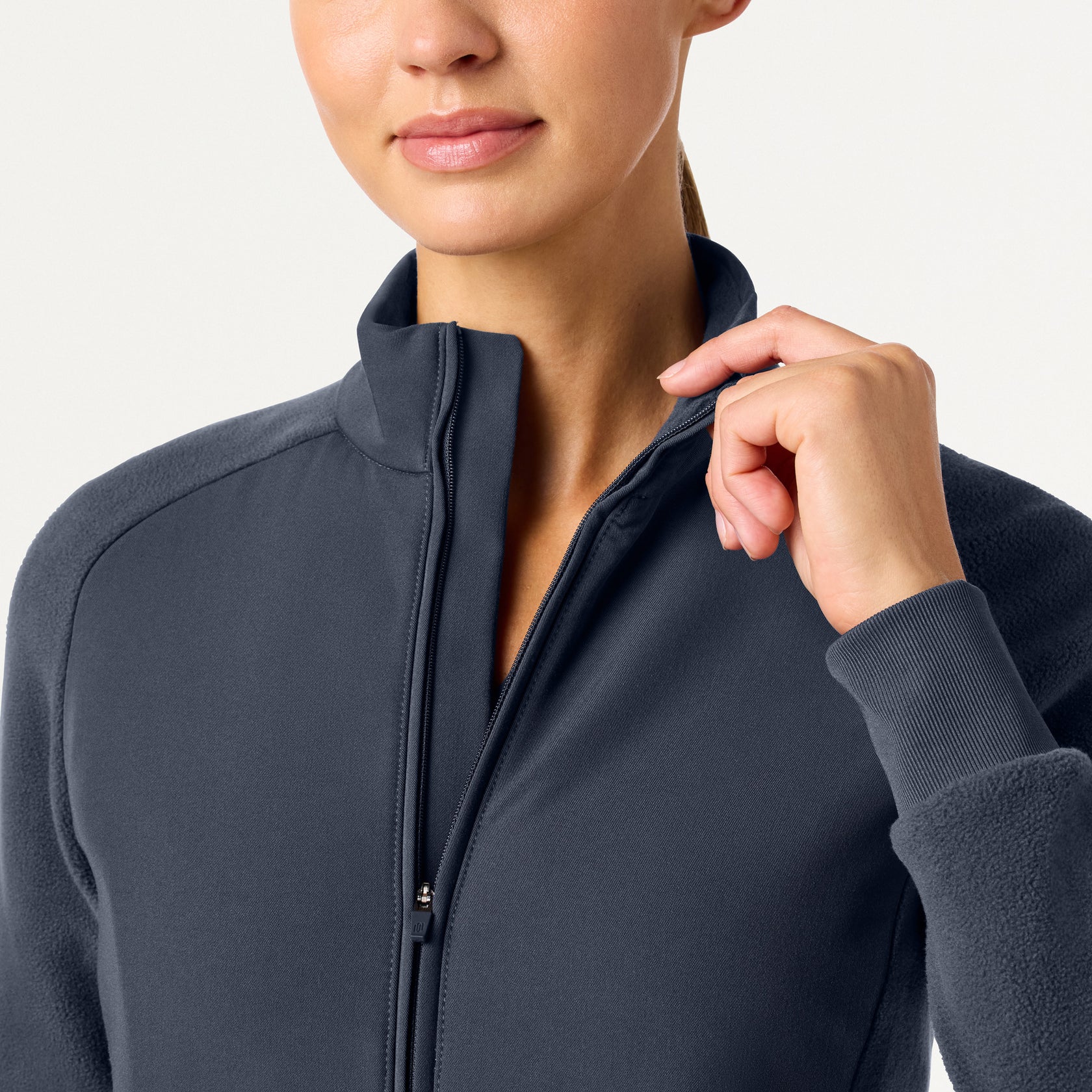 Cloud Hybrid Fleece Bomber Jacket - Carbon Gray on-body detail