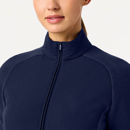 Cloud Hybrid Fleece Bomber Jacket - Midnight Navy on-body detail