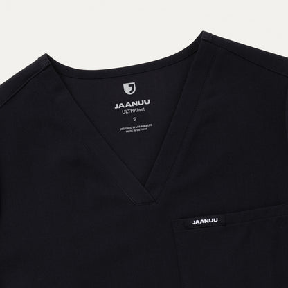 Rhena Slim Essential 1-Pocket Scrub Top - Black