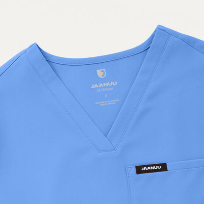 Rhena Essential 1-Pocket Scrub Top - Ceil Blue