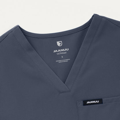 Rhena Slim Essential 1-Pocket Scrub Top - Carbon Gray