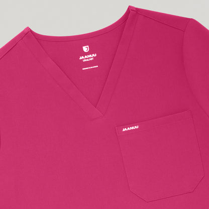 Rhena 1-Pocket Scrub Top - Warrior Pink