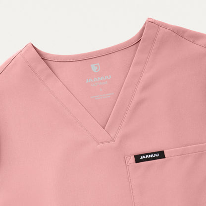 Rhena Slim Essential 1-Pocket Scrub Top - Mauve