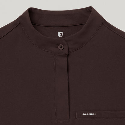 Savi Stand-Collar Scrub Top - Espresso