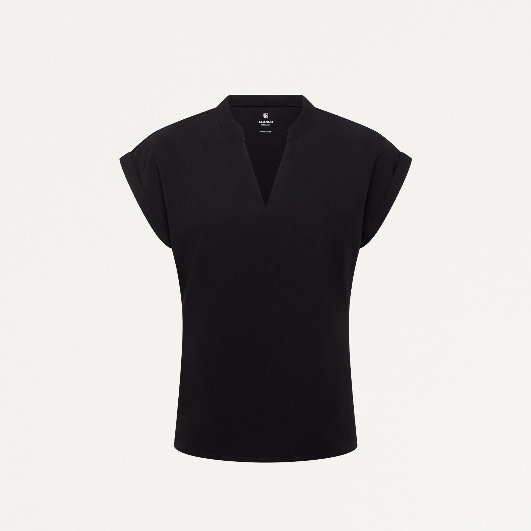 Shay Cap-Sleeve Scrub Top - Black