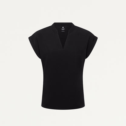 Shay Cap-Sleeve Scrub Top - Black