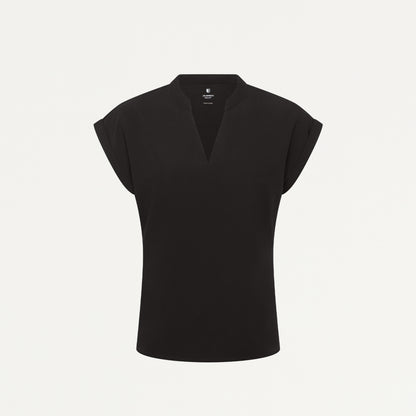 Shay Cap-Sleeve Scrub Top - Charcoal