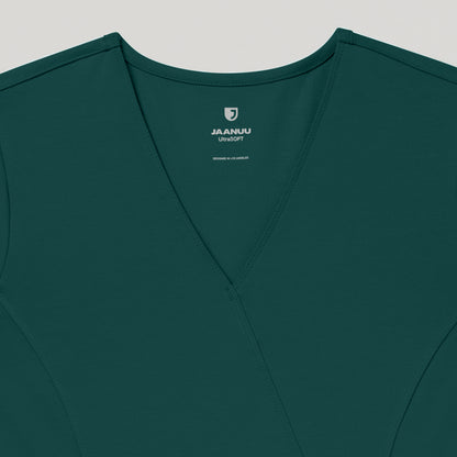 Isla Mock-Wrap Scrub Top - Midnight Green