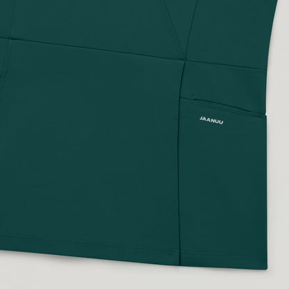 Isla Mock-Wrap Scrub Top - Midnight Green