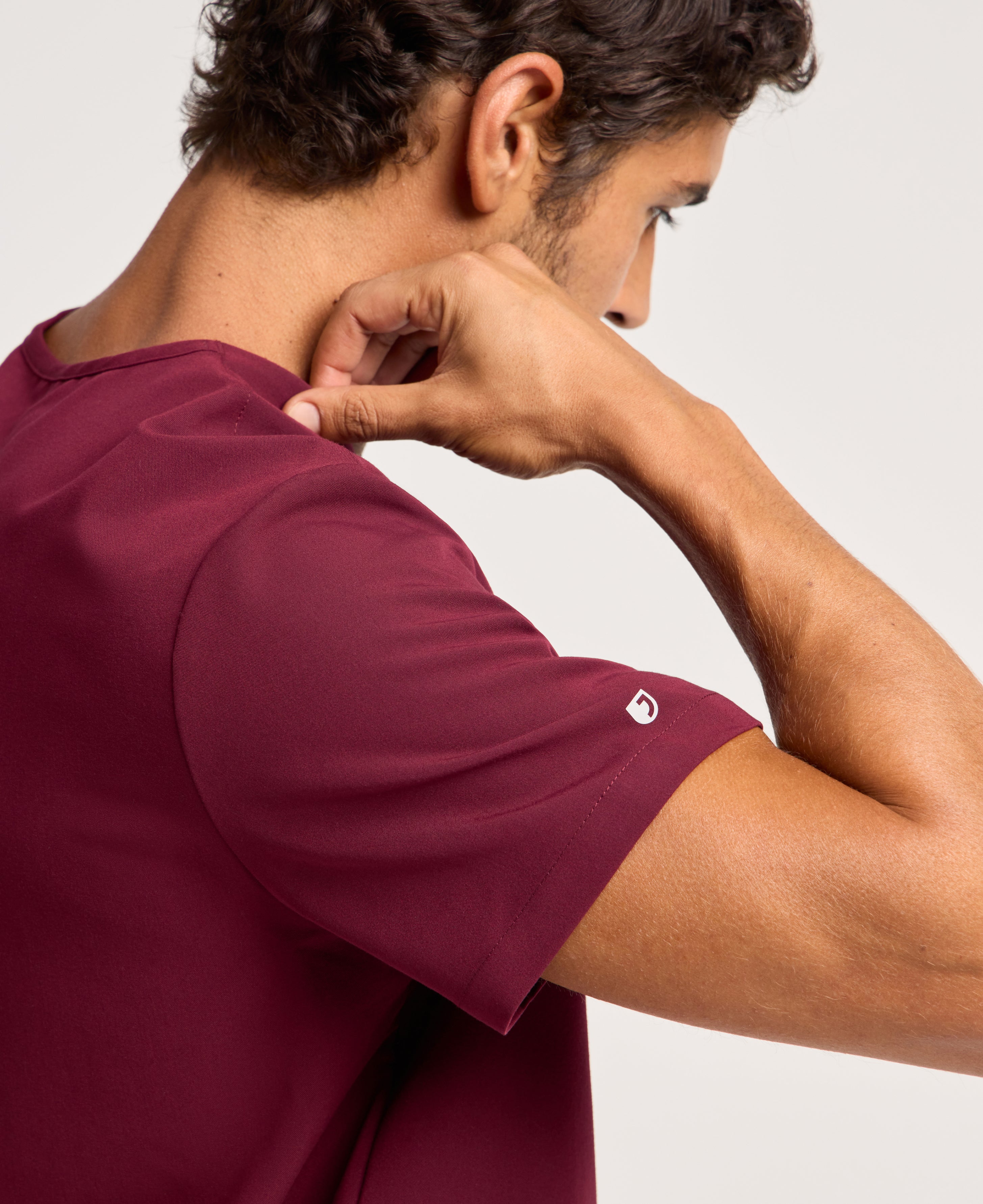 Jaanuu Holmes 1-Pocket Scrub Top in Burgundy, product photo 4 of 6