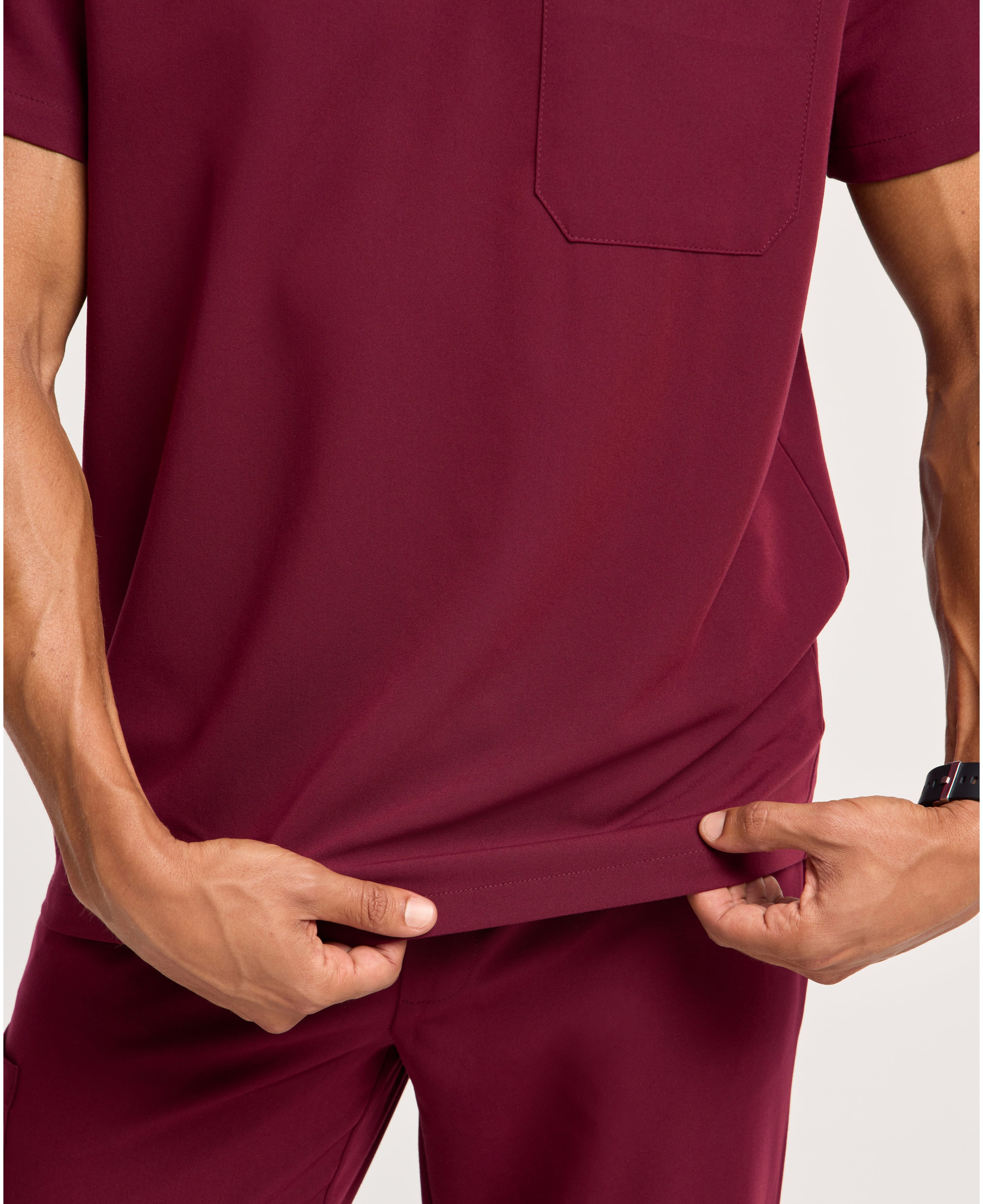 Jaanuu Holmes 1-Pocket Scrub Top in Burgundy, product photo 5 of 6