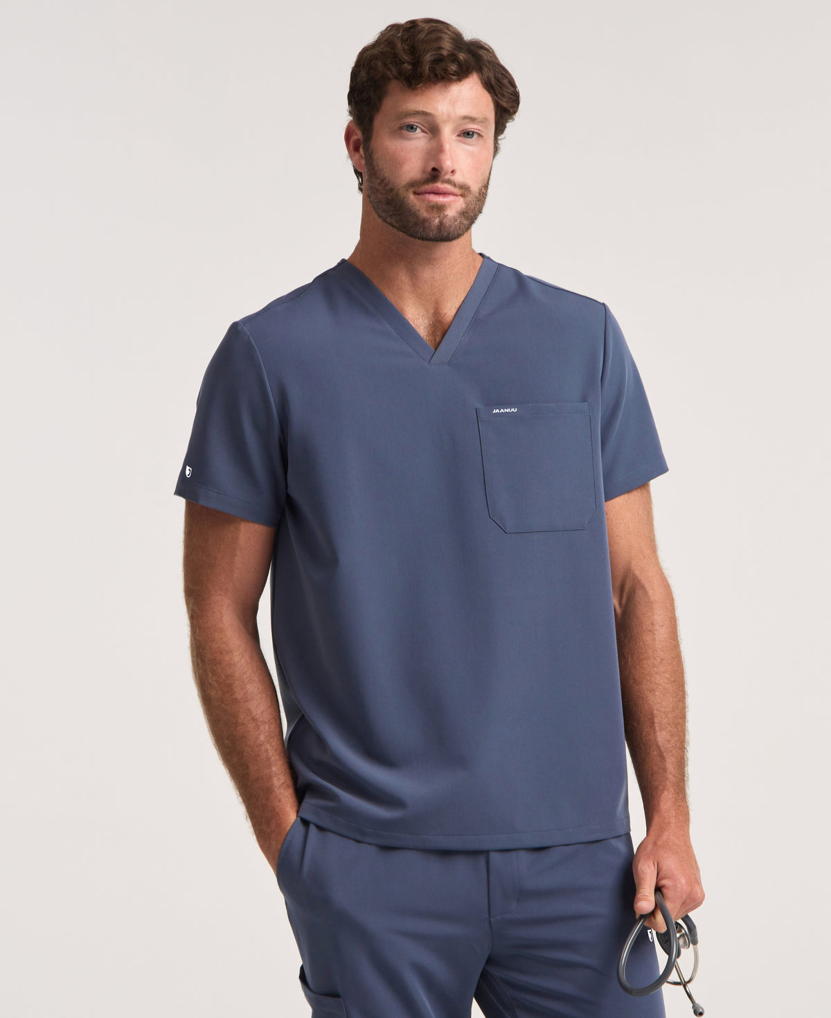 Jaanuu Holmes 1-Pocket Scrub Top in Carbon Gray, product photo 1 of 6