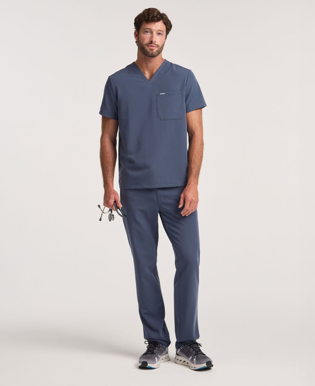 Jaanuu Holmes 1-Pocket Scrub Top in Carbon Gray, product photo 2 of 6
