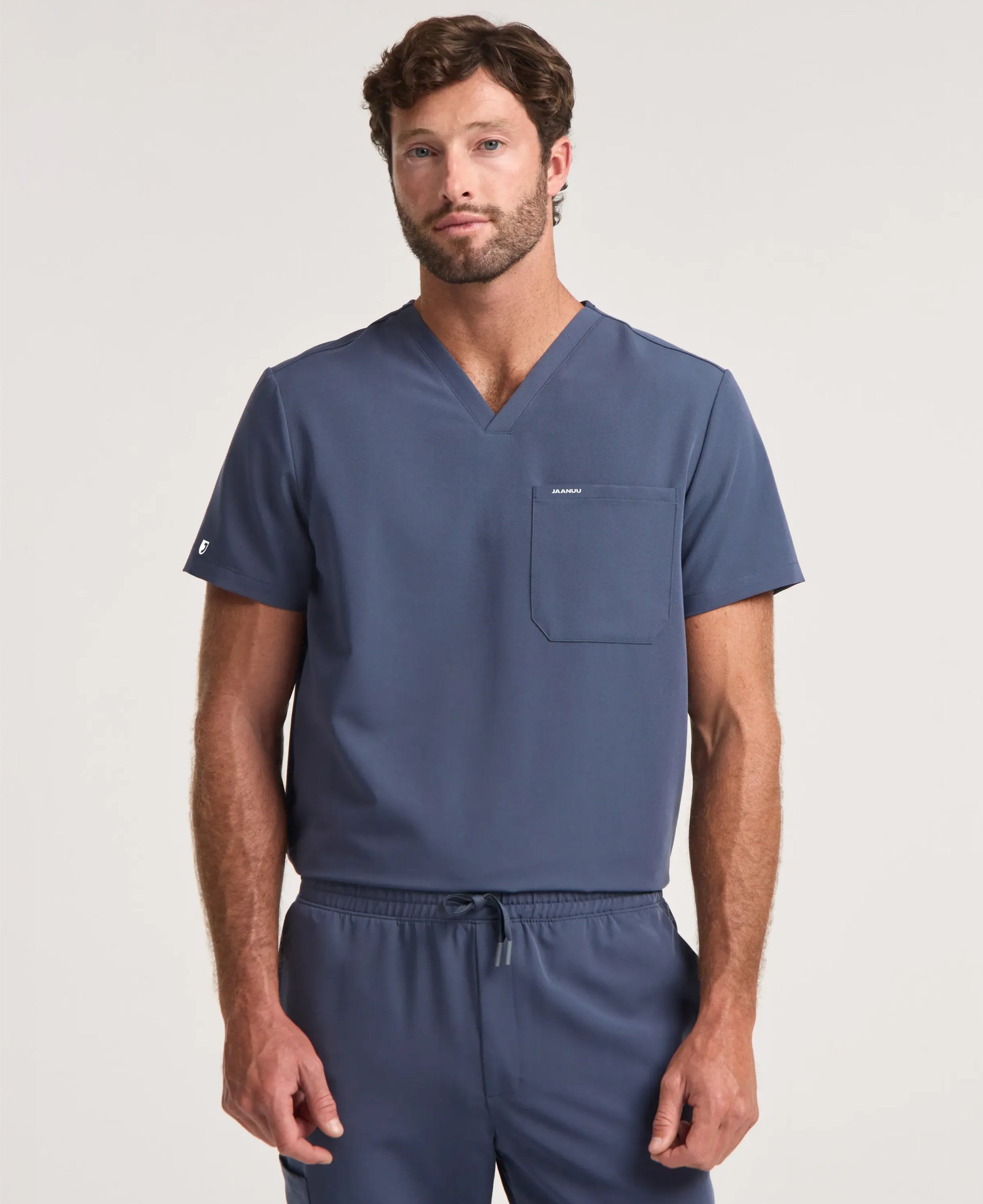 Jaanuu Holmes 1-Pocket Scrub Top in Carbon Gray, product photo 3 of 6