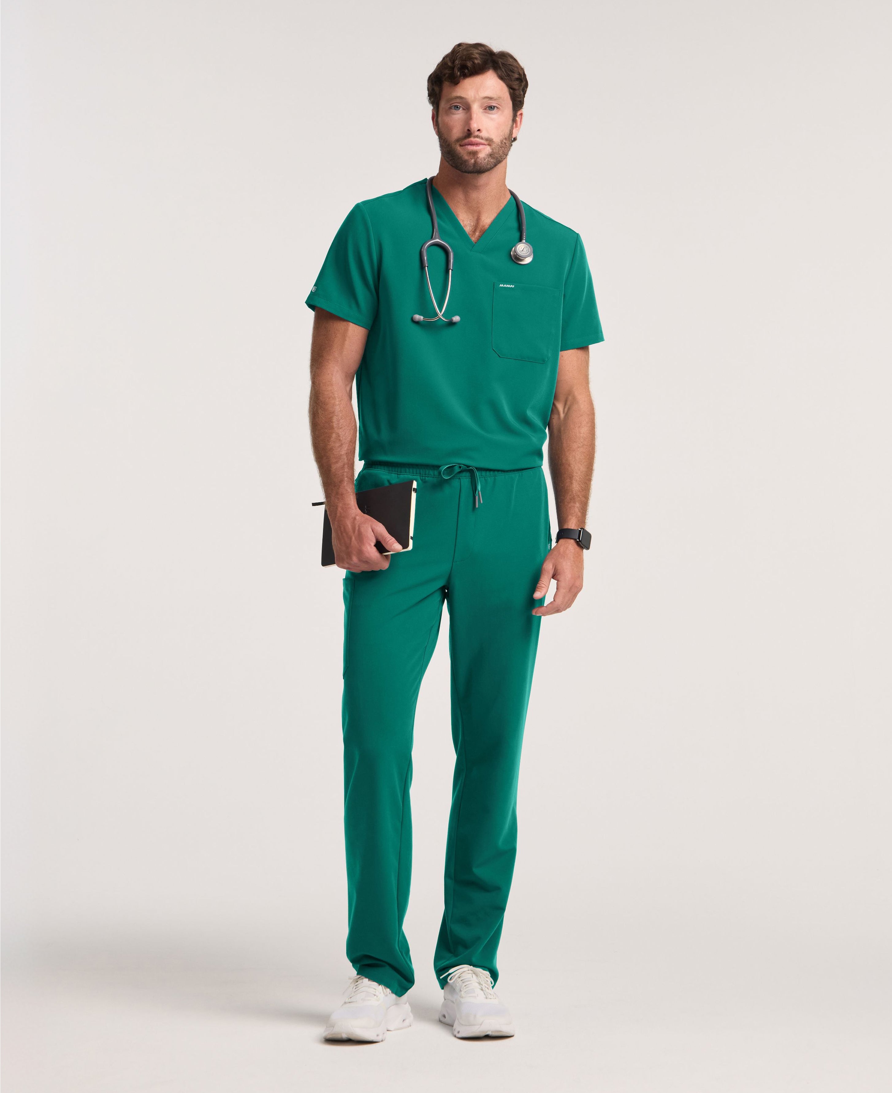 Jaanuu Holmes 1-Pocket Scrub Top in Hunter Green, product photo 2 of 6