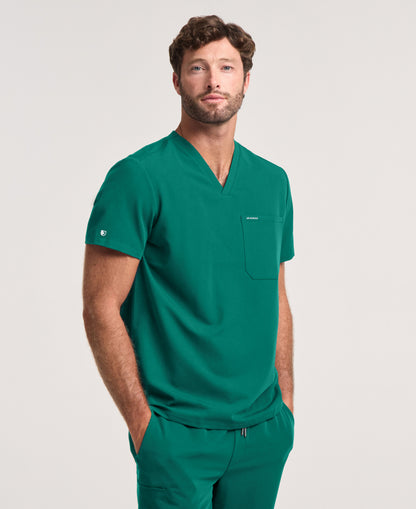 Jaanuu Holmes 1-Pocket Scrub Top in Hunter Green, product photo 4 of 6