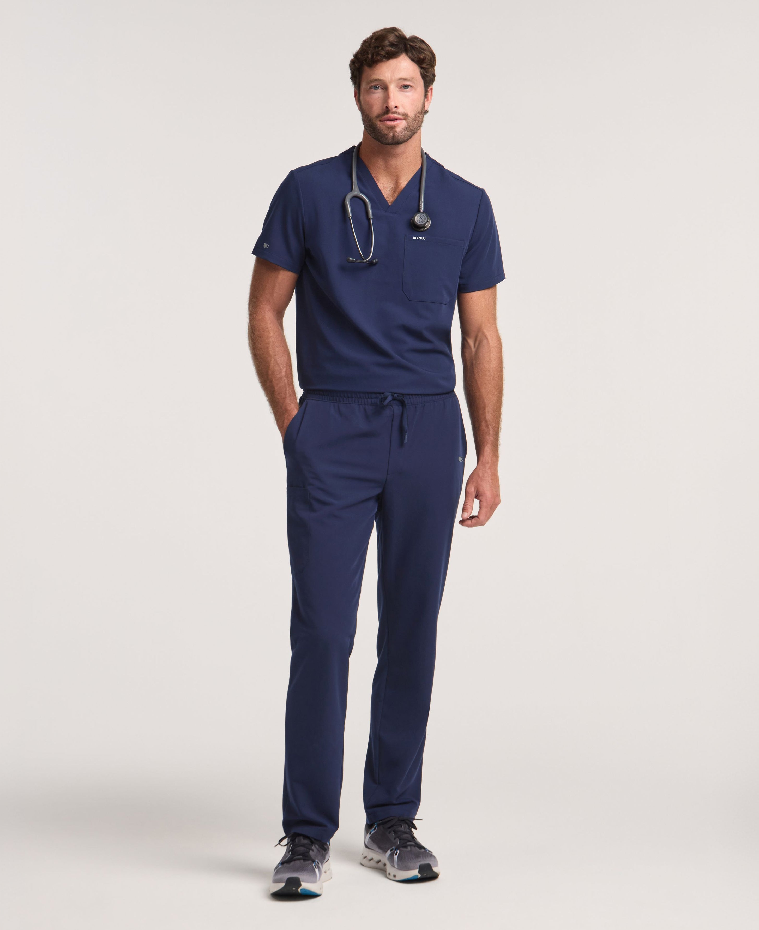 Jaanuu Holmes 1-Pocket Scrub Top in Midnight Navy, product photo 2 of 6