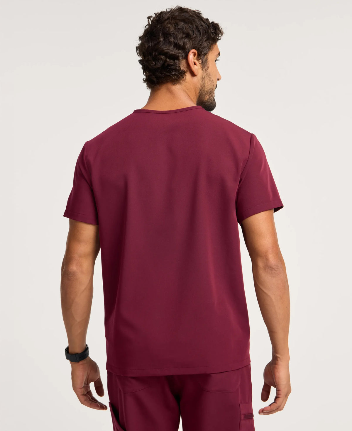 Jaanuu Platt 3-Pocket Scrub Top in Burgundy, product photo 6 of 6